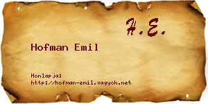 Hofman Emil névjegykártya